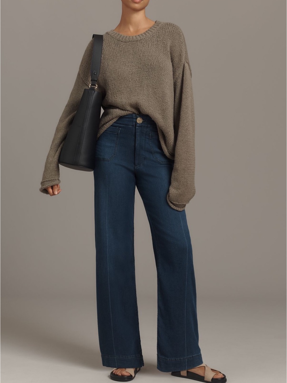 Anthropologie Maeve Dark Blue High-Rise Wide-Leg Jeans